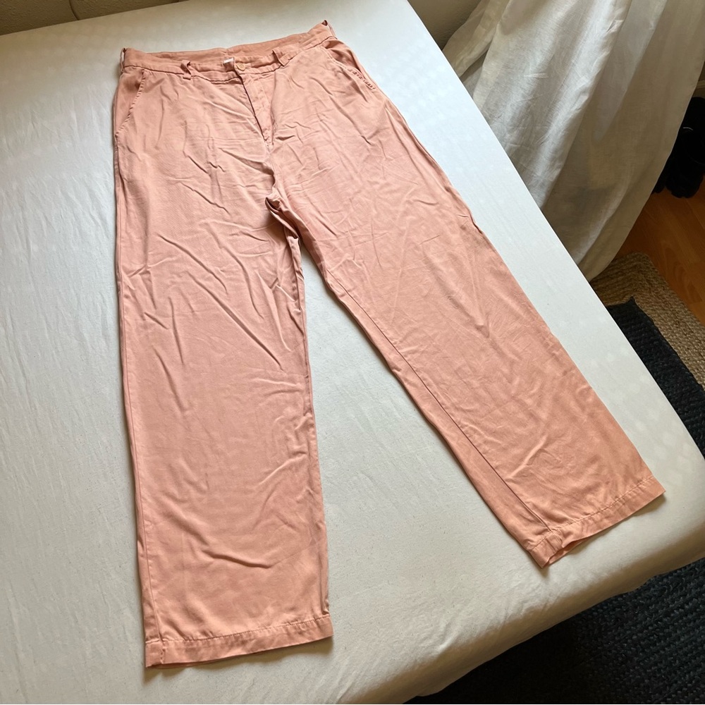 Lacausa salmon peach pink wide leg cropped pants